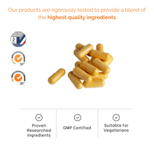 Load image into Gallery viewer, Image of pills being GMP certified, suitable for vegetarians
